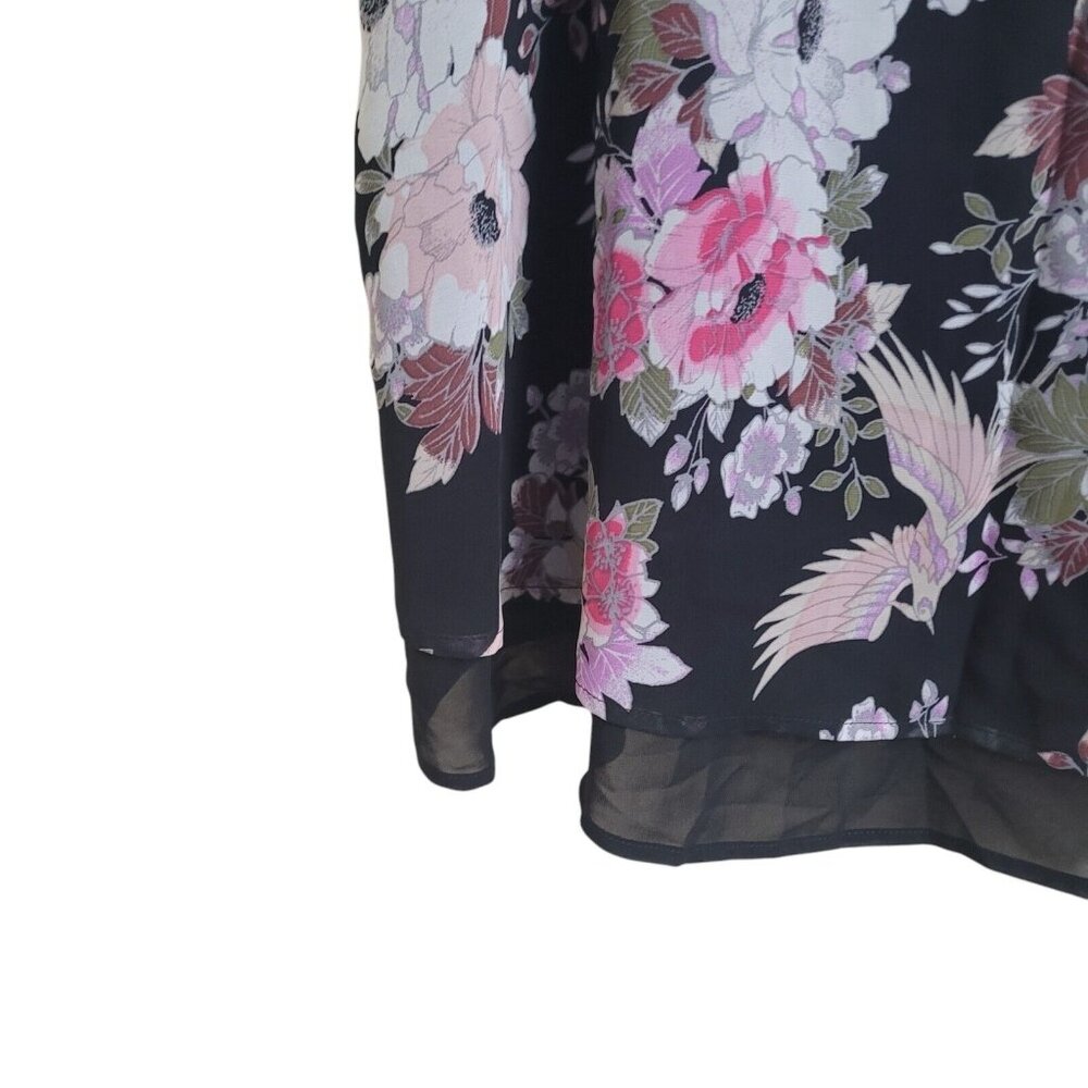 NEW PLUS SIZE 4X Torrid Floral Chiffon Double Layer Tank Top Black Pink 4X - Picture 7 of 14